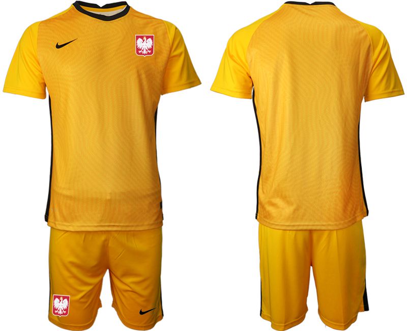 Men 2020-2021 European Cup Poland yellow goalkeeper Blank Soccer Jersey-0